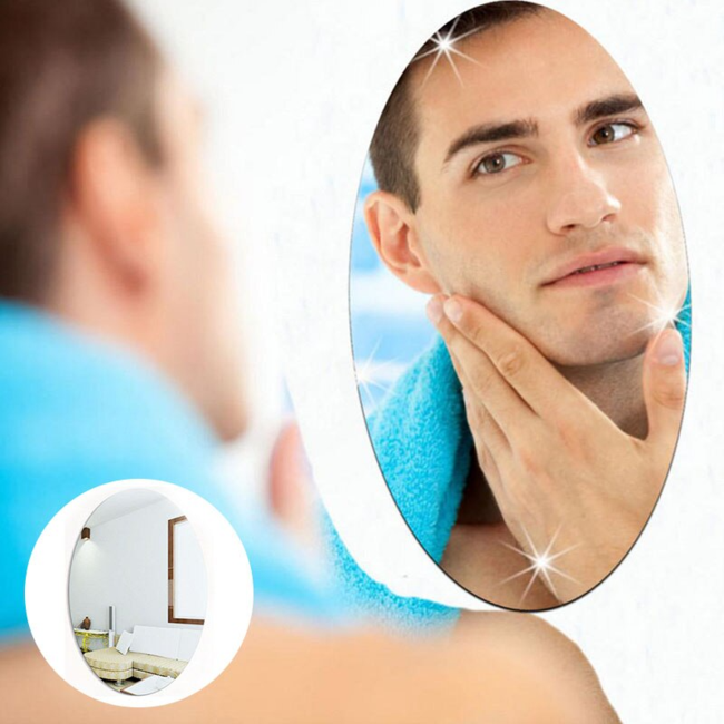 Self Adhesive Mirror Sticker - Oval Shape (Pack of 2)