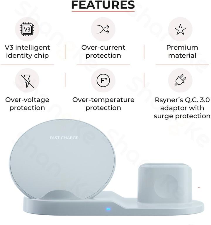3 In 1 Fast Wireless Charger Dock Station