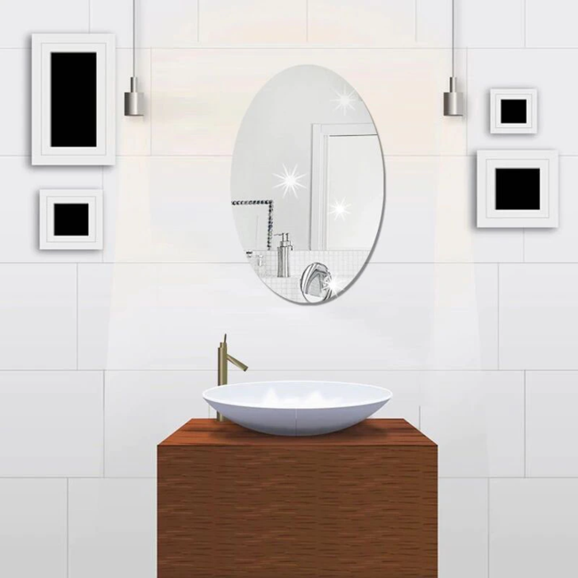 Self Adhesive Mirror Sticker - Oval Shape (Pack of 2)