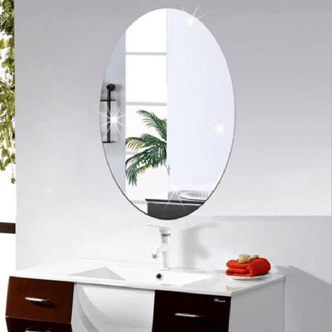 Self Adhesive Mirror Sticker - Oval Shape (Pack of 2)