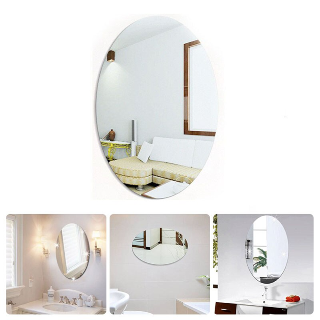 Self Adhesive Mirror Sticker - Oval Shape (Pack of 2)