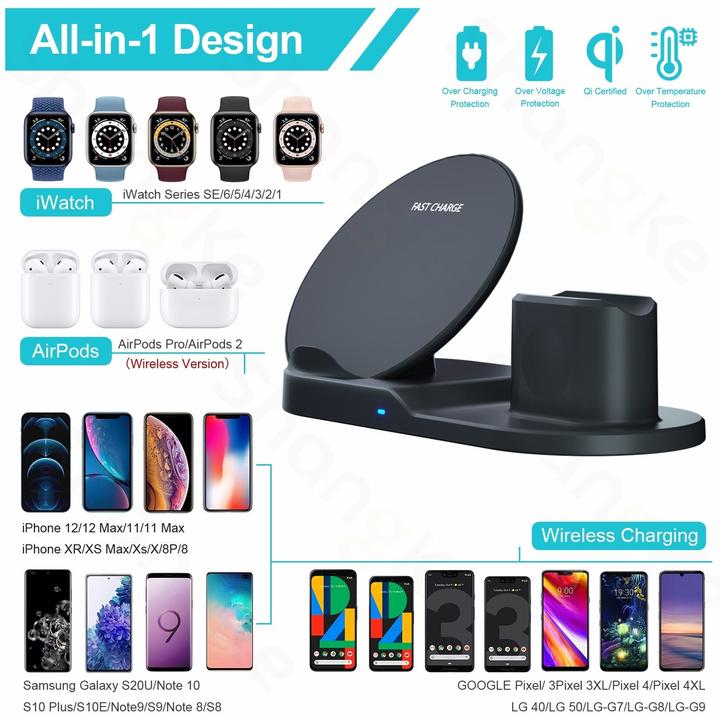 3 In 1 Fast Wireless Charger Dock Station